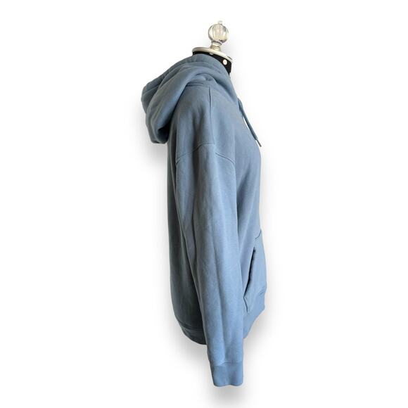 Hollister Womens Hoodie Sz XS Blue Cursive Logo Solid Kangaroo Pocket Drawstring - Picture 4 of 9